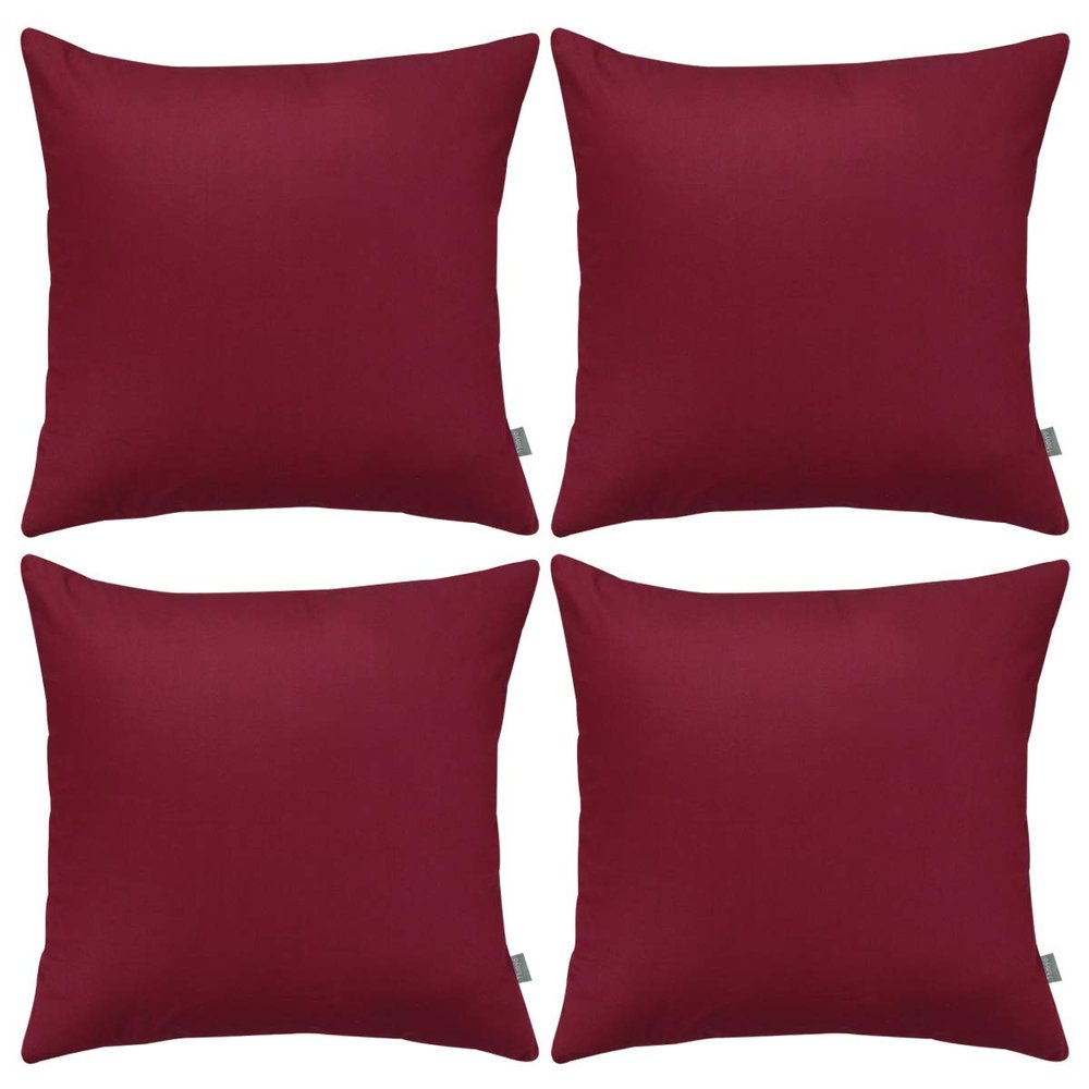 4-Pack 100% Cotton Comfortable Solid Decorative Throw Pillow Case Square Cushion Cover Pillowcase Sublimation Blank Pillow Covers(Cover Only,No Insert)(16x16 inch/ 40x40cm, Wine red)