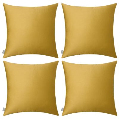 4-Pack 100% Cotton Comfortable Solid Decorative Throw Pillow Case,Thmyo Square Cushion Cover Pillowcase Sublimation Blank Pillow Covers DIY Throw Pillowcase(16x16 inch/ 40x40cm,Mustard Yellow)