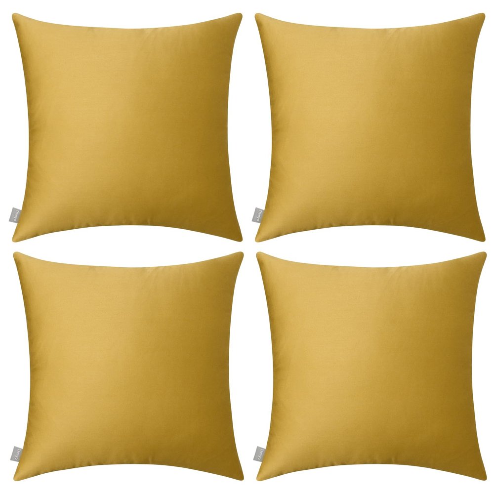 4-Pack 100% Cotton Comfortable Solid Decorative Throw Pillow Case,Thmyo Square Cushion Cover Pillowcase Sublimation Blank Pillow Covers DIY Throw Pillowcase(16x16 inch/ 40x40cm,Mustard Yellow)