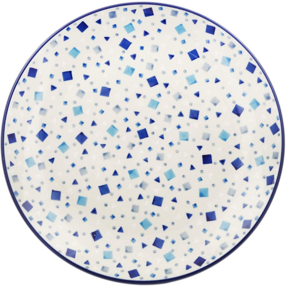 Polmedia Polish Pottery Dinner Plate - Blue Celebration Pattern Handmade in Boleslawiec Poland by Ceramika Artystyczna + Certificate of Authenticity