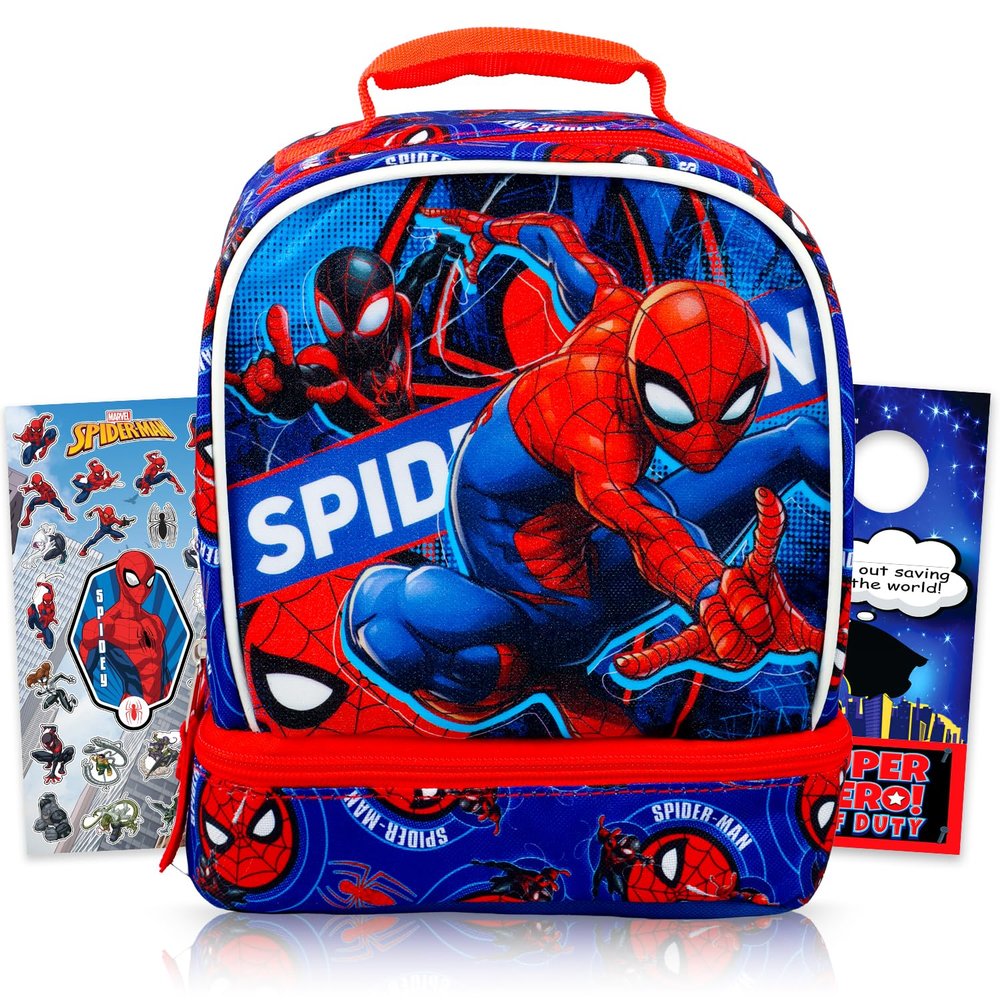 Spiderman Lunch Box for Boys Bundle w/Insulated Lunch Bag + More