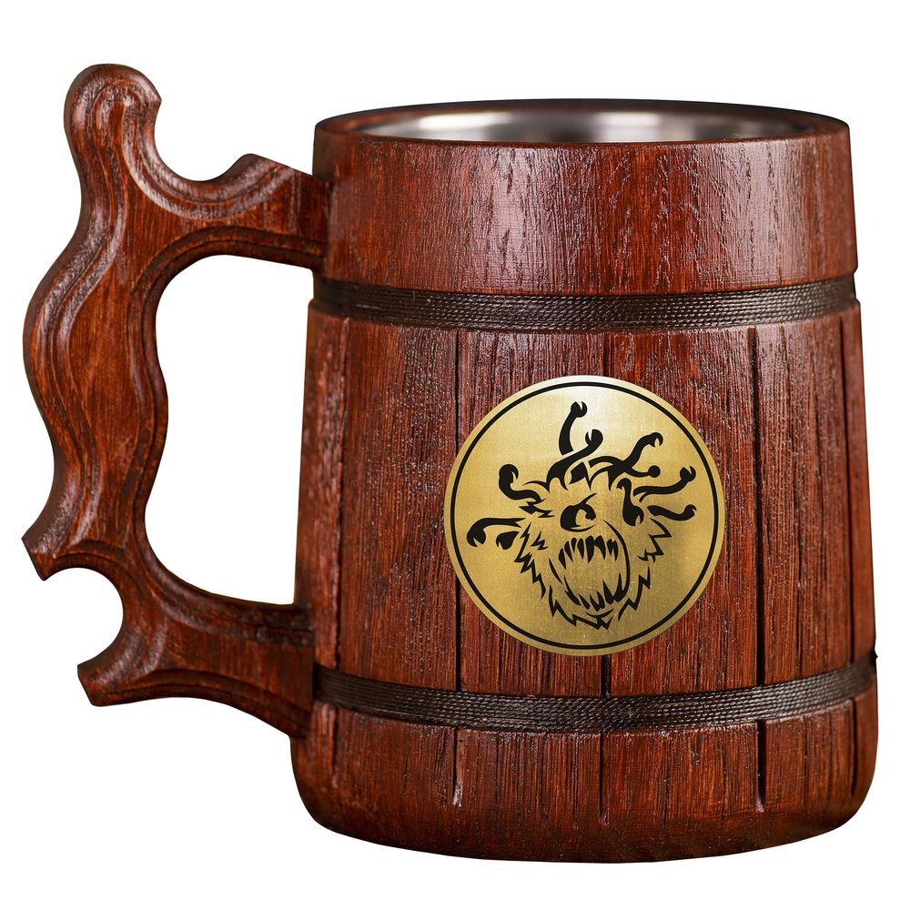 Beholder Beer Stein, Wooden Beer Mug, DnD Beer Stein