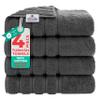 American Soft Linen Luxury 4 Piece Bath Towel Set, 600 GSM 100% Cotton Turkish Bath Towels for Bathroom, 27x54 in Large Bathroom Shower Towels, Dark Gray view 1