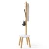 Umbra Pillar Coat Rack, Stool, Clothing Organizer, Umbrella Holder and Hat Organizer, Great for Entryway, White/Natural view 1
