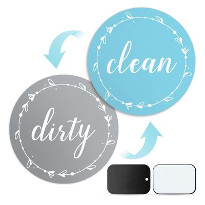Dishwasher Magnet Clean Dirty Sign: Works on Stainless Steel Non Magnetic Dish Washers - 3.15" - Includes Magnetic Piece with Adhesive - Farmhouse Kitchen Accessories Decor, Apartment Necessities