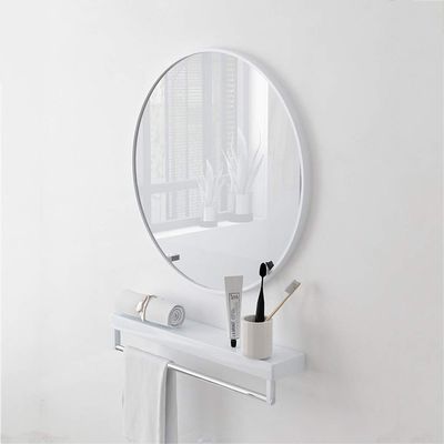 40-70cm Circular Wall Mirror Modern Round Metal Framed Hanging Glass Vanity Shaving Mirror for Living Room Bathroom Home Decor(White)