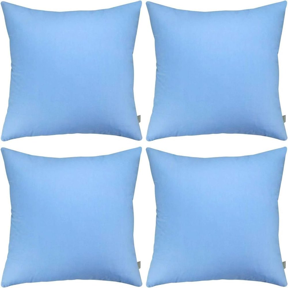 4-Pack 100% Cotton Comfortable Solid Decorative Throw Pillow Case,Thmyo Square Cushion Cover Pillowcase Sublimation Blank Pillow Covers DIY Throw Pillowcase for Sofa(20x20 inch/ 50x50cm,Sky Blue)