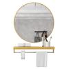 15.7''- 27.6'' Bathroom Mirror with Shelf Wall Mounted Mirror Round Gold view 2