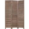 3 Panel Wood Room Divider 4.3 Ft Tall Privacy Wall Divider 67.7" x 16.9" Each Panel Folding Wood Screen for Home Office Bedroom Restaurant Brown view 1
