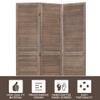 3 Panel Wood Room Divider 4.3 Ft Tall Privacy Wall Divider 67.7" x 16.9" Each Panel Folding Wood Screen for Home Office Bedroom Restaurant Brown view 2