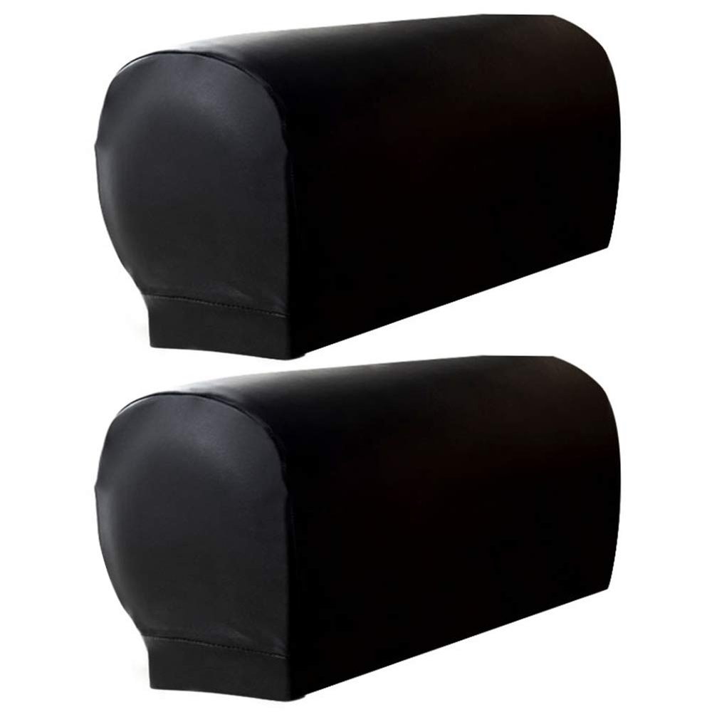 wistaria251 2Pcs Stretchy Armrest Covers, PU Leather Arm Caps Sofa Armrest Protectors, Waterproof Home Comfortable Elastic Waterproof Couch Arm Chair Slipcovers