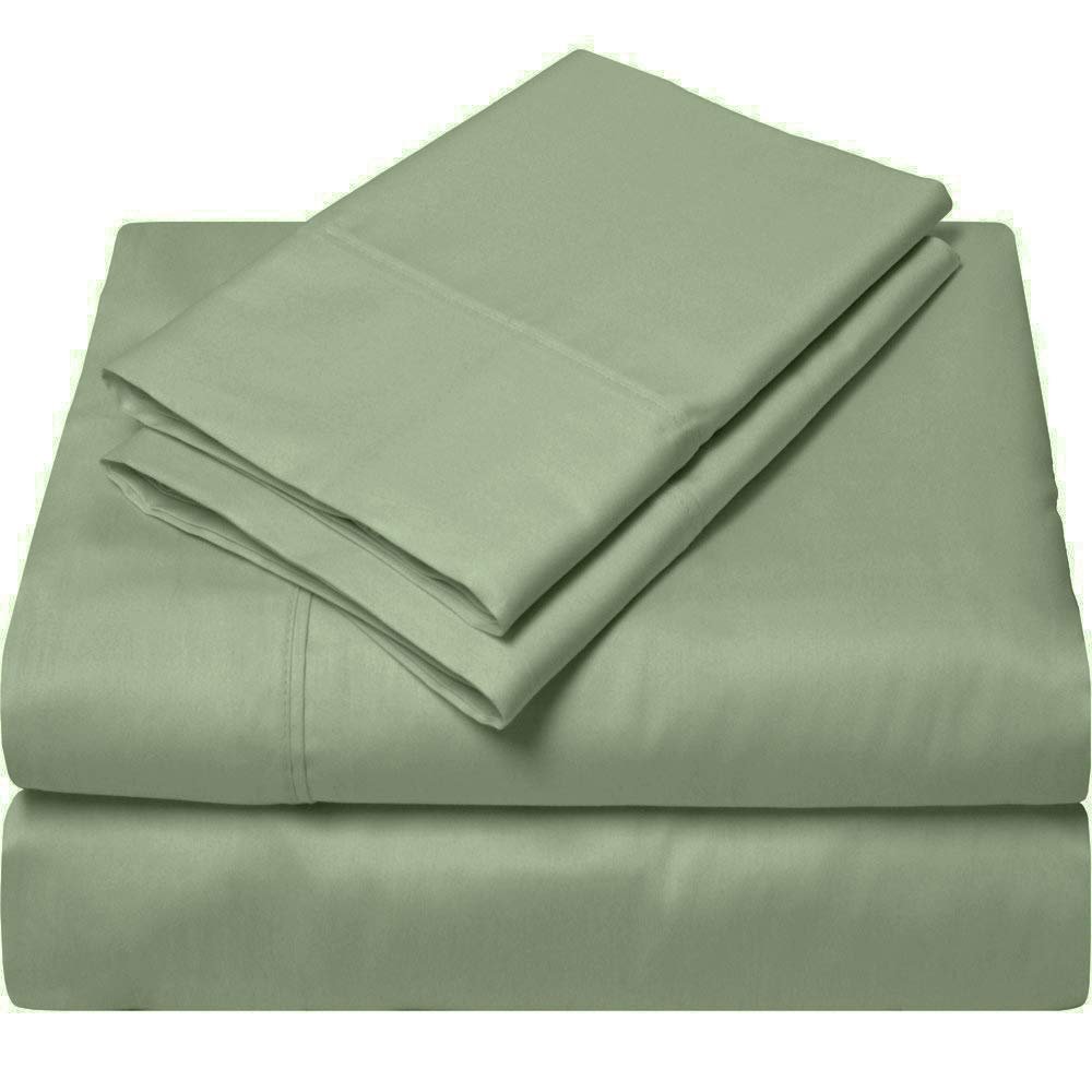 Apsley Linen Solid Color Egyptian Cotton 4-PCs Sheet Set Fits Mattress 26-28'' Deep Pocket Luxurious Bedding Set Premium Heavy Quality Sateen Weave Silky Soft Breathable (King, Sage Green)