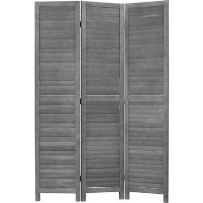 3 Panel Wood Room Divider 5.7 Ft Tall Privacy Wall Divider 67.7" x 16.9" Each Panel Folding Wood Screen for Home Office Bedroom Restaurant Gray
