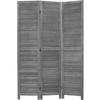 3 Panel Wood Room Divider 5.7 Ft Tall Privacy Wall Divider 67.7" x 16.9" Each Panel Folding Wood Screen for Home Office Bedroom Restaurant Gray view 1