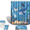 Amagical Sea World Fish and Wild Marine Animals in Ocean Pattern 16 Piece Bathroom Mat Set Shower Curtain Set Bath Mat Contour Mat Toilet Cover Waterproof Shower Curtain with 12 Hooks view 1
