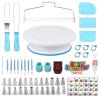 YOQXHY Cake Decorating Kit, 248 Pcs Baking Supplies Tools with Cake Turntable, Leveler, 24 Numbered Icing Tips, 2 Spatulas, 3 Scrapers, 2 Couplers, 50 Cupcake Liners, 100 Pastry Bags & More, (Blue) view 1