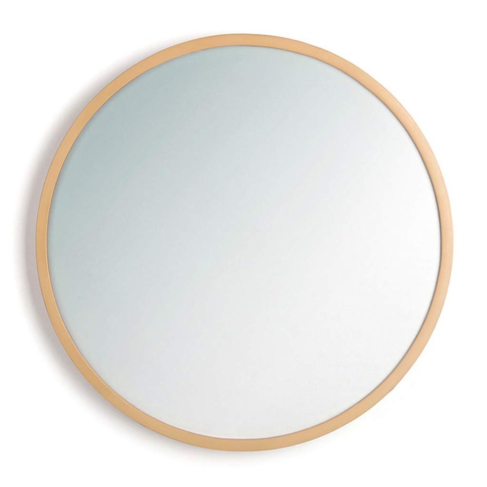 40-70cm Solid Wood Mirror, Round Wall Mounted Mirror, Natural, for Bathroom/Bedroom/Wardrobe