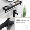 15.7''- 27.6'' Wall Mounted Round Mirror with Hanging Hooks Modern Metal Framed Vanity Mirror for Bathroom, Hallway, Bedroom(Black) view 4