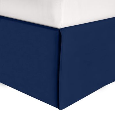 550-TC Egyptian Cotton Dust Ruffle/Bed Skirt King Size 1-Pieces Split Corner Tailored Bed Skirt 22" Inch Drop Length Navy Blue Solid
