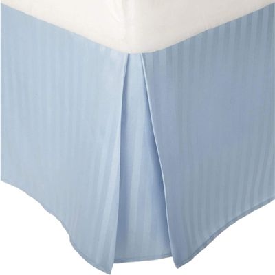 550-TC Egyptian Cotton Dust Ruffle/Bed Skirt King Size 1-Pieces Split Corner Tailored Bed Skirt 22" Inch Drop Length Light Blue Stripe