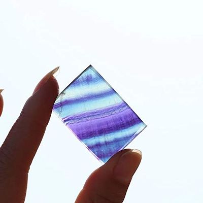 MOKA 1pc 50-65mm Natural Rainbow Fluorite Polished Stone Rectangle Crystal for Healing