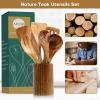 10 Pack Wooden Utensils for Cooking, Wood Utensil Set for Kitchen, Teak Wooden Spoon for Cooking, Non-Stick Spatula Ladle view 3