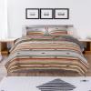 Benjara Reversible 2 Piece Twin Size Quilt Set with Stripes Pattern, Multicolor view 2