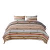 Benjara 3 Piece Microfiber Full Size Quilt Set with Chevron Print, Multicolor view 1