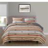 Benjara 3 Piece Microfiber Full Size Quilt Set with Chevron Print, Multicolor view 2