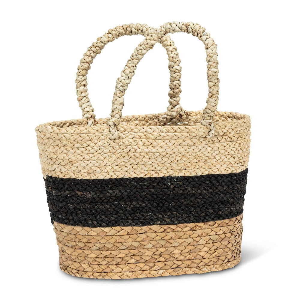 Abbott Collection 27-GLOBAL-127 Stripe Market Tote, 18x11 inches H, Natural/Black