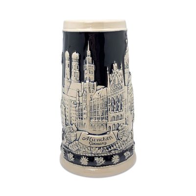 0.7 Liter | OktoberfestHaus Oktoberfest Mugs German Themes Of Munich, Edelweiss and Draft Horses, Cobalt Blue Engraved Stein Okoberfest Cups and Oktoberfest Items