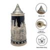 0.7 Liter | OktoberfestHaus Oktoberfest Mugs German Themes Of Munich, Edelweiss and Draft Horses, Cobalt Blue Engraved Stein With Lid Okoberfest Cups and Oktoberfest Items view 3