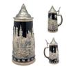 0.7 Liter | OktoberfestHaus Oktoberfest Mugs German Themes Of Munich, Edelweiss and Draft Horses, Cobalt Blue Engraved Stein With Lid Okoberfest Cups and Oktoberfest Items view 4