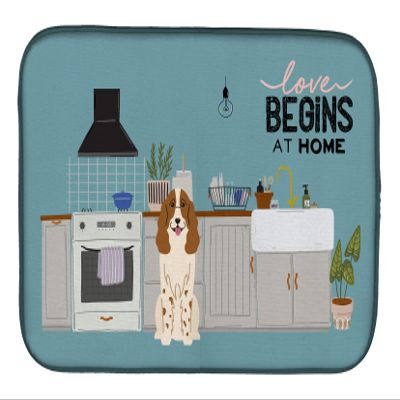 Caroline's Treasures CK7735DDM Russian Spaniel Kitchen Scene Dish Drying Mat Absorbent Dish Drying Mat Pad for Kitchen Counter Dish Drainer Mat for Countertop, 14 x 21", Multicolor