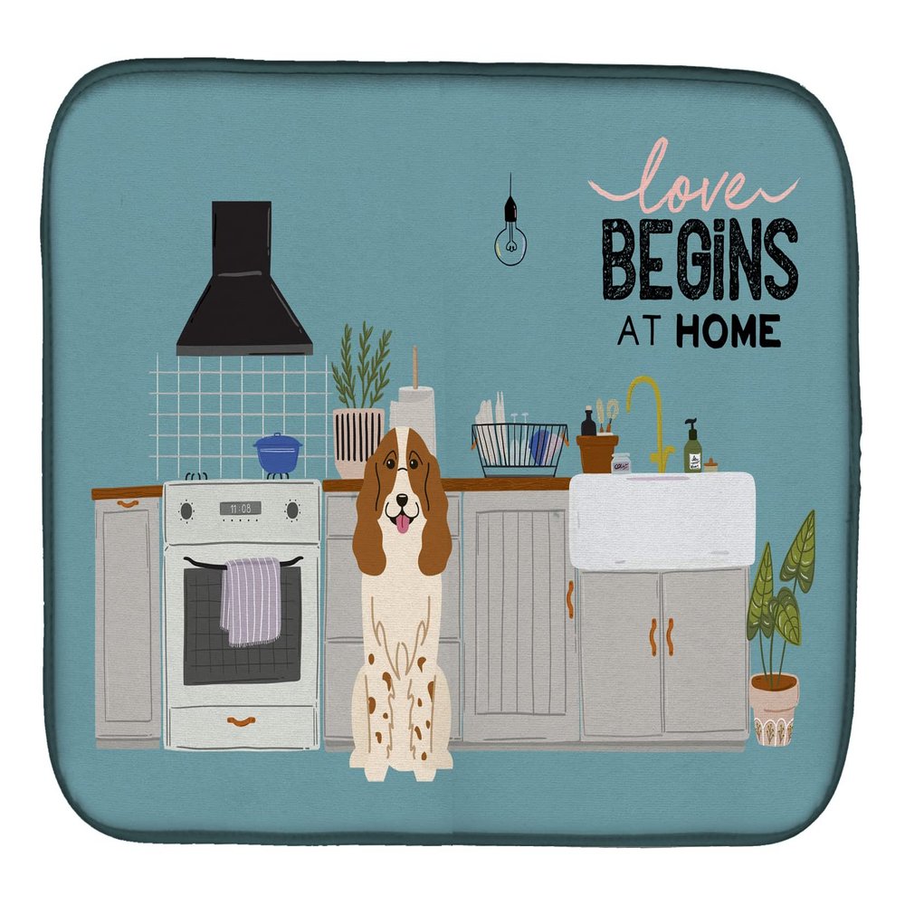 Caroline's Treasures CK7735DDM Russian Spaniel Kitchen Scene Dish Drying Mat Absorbent Dish Drying Mat Pad for Kitchen Counter Dish Drainer Mat for Countertop, 14 x 21", Multicolor