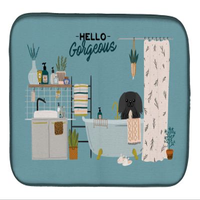 Caroline's Treasures CK7529DDM Black Pekingese in Bathtub Dish Drying Mat Absorbent Dish Drying Mat Pad for Kitchen Counter Dish Drainer Mat for Countertop, 14 x 21", Multicolor