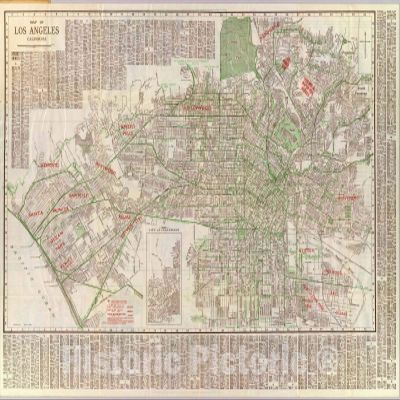 Los Angeles Railroad Map 1928 - Historical Print - 59in x 44in