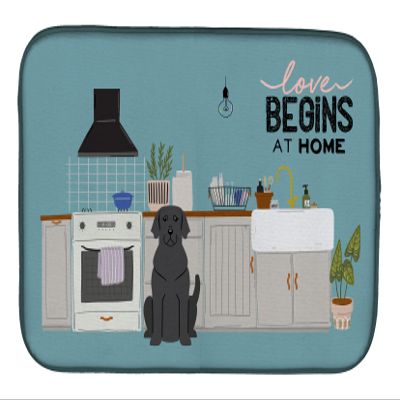 Caroline's Treasures CK7761DDM Black Labrador Kitchen Scene Dish Drying Mat Absorbent Dish Drying Mat Pad for Kitchen Counter Dish Drainer Mat for Countertop, 14 x 21", Multicolor