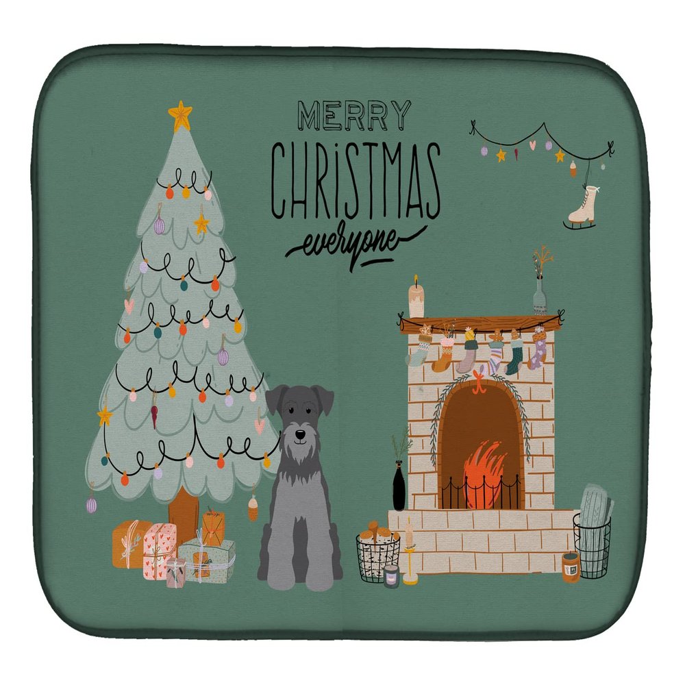 Caroline's Treasures CK7615DDM Black Silver Miniature Schnauzer Christmas Everyone Dish Drying Mat Absorbent Dish Drying Mat Pad for Kitchen Counter Dish Drainer Mat for Countertop, 14 x 21", Multicol