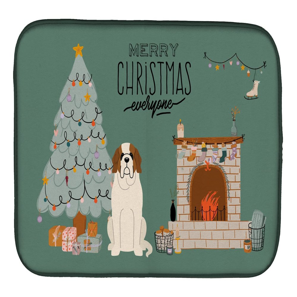 Caroline's Treasures CK7598DDM Saint Bernard Christmas Everyone Dish Drying Mat Absorbent Dish Drying Mat Pad for Kitchen Counter Dish Drainer Mat for Countertop, 14 x 21", Multicolor