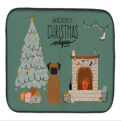 Caroline's Treasures CK7680DDM Brindle Boxer Christmas Everyone Dish Drying Mat Absorbent Dish Drying Mat Pad for Kitchen Counter Dish Drainer Mat for Countertop, 14 x 21", Multicolor