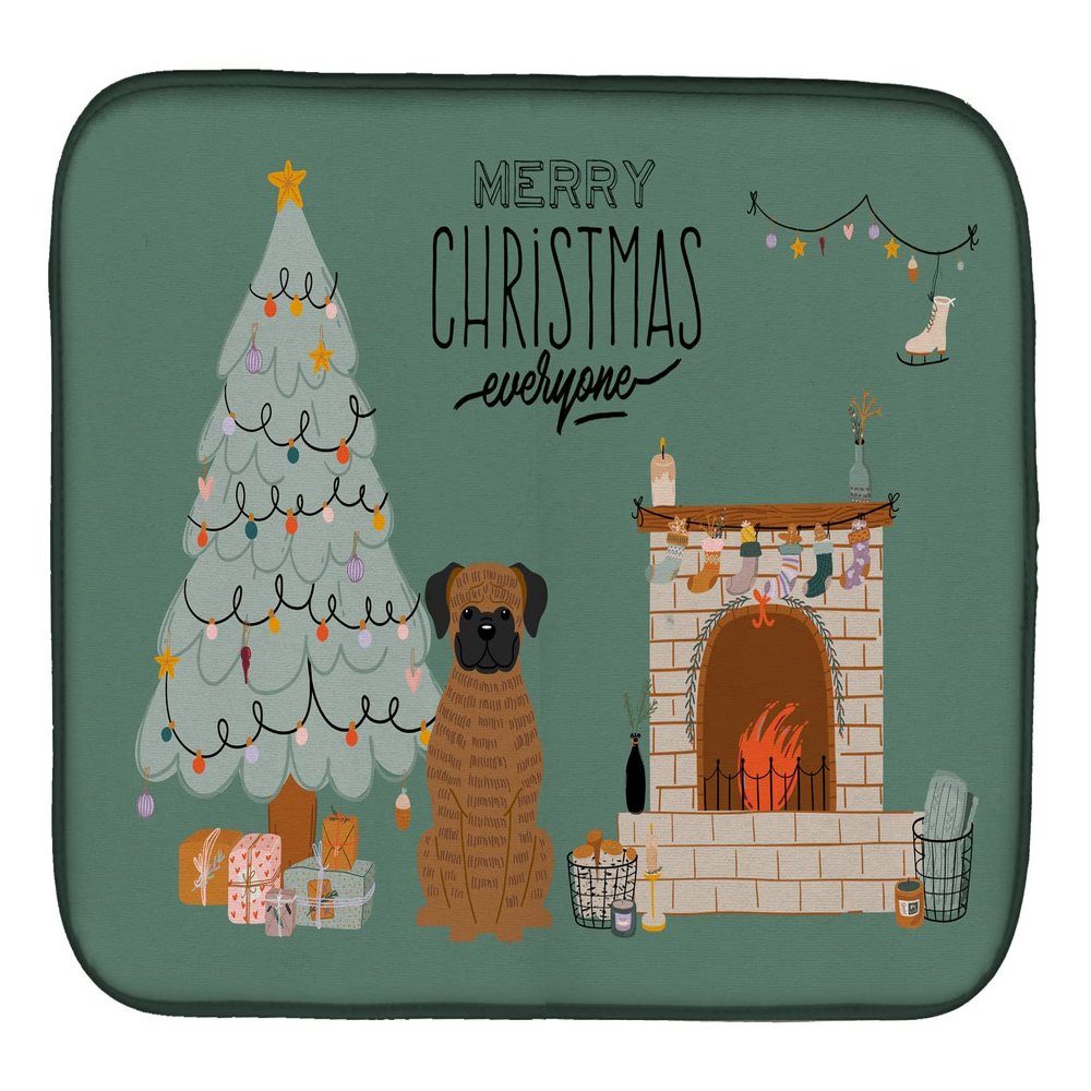 Caroline's Treasures CK7680DDM Brindle Boxer Christmas Everyone Dish Drying Mat Absorbent Dish Drying Mat Pad for Kitchen Counter Dish Drainer Mat for Countertop, 14 x 21", Multicolor