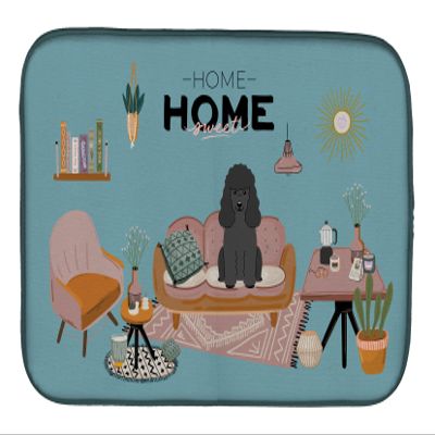 Caroline's Treasures CK7916DDM Black Poodle Sweet Home Dish Drying Mat Absorbent Dish Drying Mat Pad for Kitchen Counter Dish Drainer Mat for Countertop, 14 x 21", Multicolor