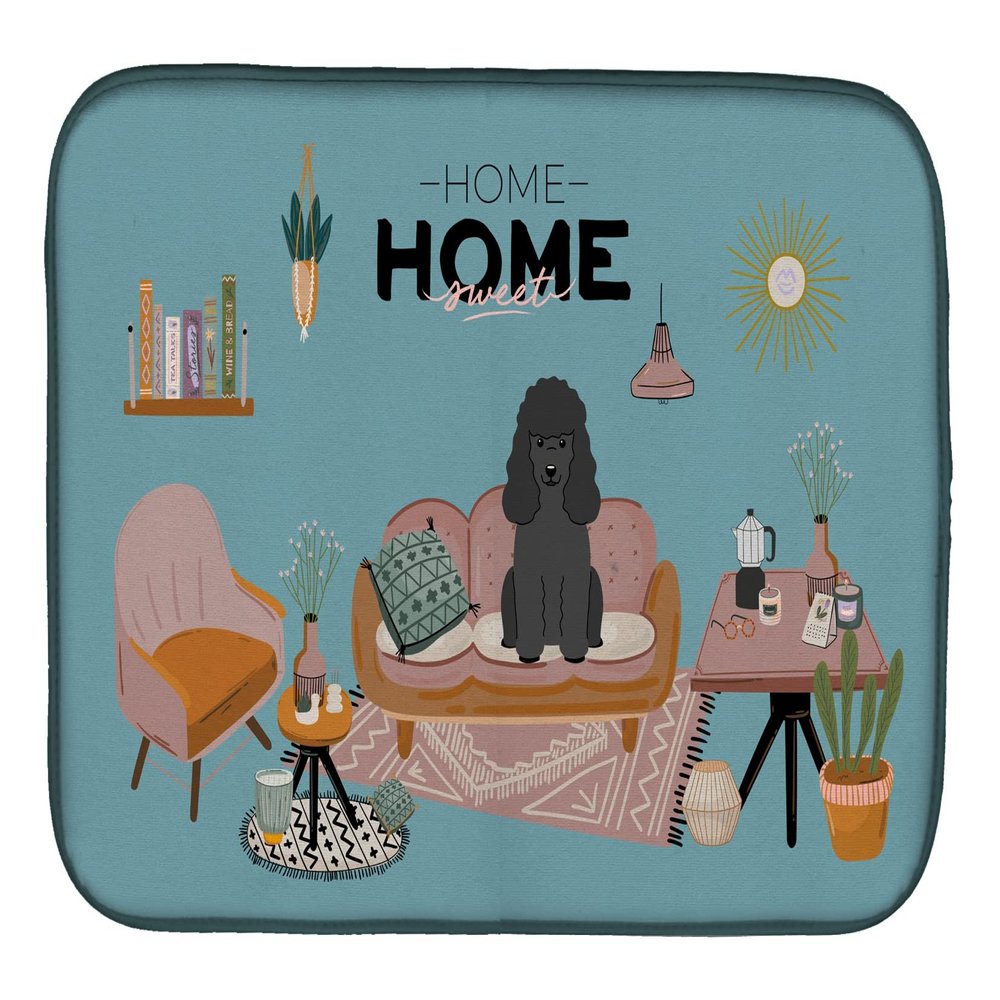Caroline's Treasures CK7916DDM Black Poodle Sweet Home Dish Drying Mat Absorbent Dish Drying Mat Pad for Kitchen Counter Dish Drainer Mat for Countertop, 14 x 21", Multicolor