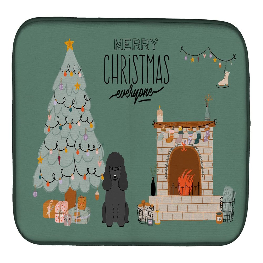 Caroline's Treasures CK7634DDM Black Poodle Christmas Everyone Dish Drying Mat Absorbent Dish Drying Mat Pad for Kitchen Counter Dish Drainer Mat for Countertop, 14 x 21", Multicolor