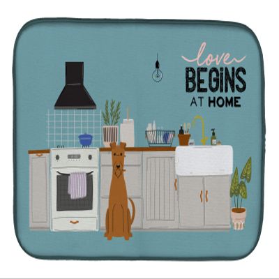 Caroline's Treasures CK7766DDM Irish Terrier Kitchen Scene Dish Drying Mat Absorbent Dish Drying Mat Pad for Kitchen Counter Dish Drainer Mat for Countertop, 14 x 21", Multicolor