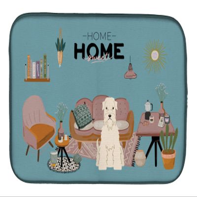 Caroline's Treasures CK7906DDM Soft Coated Wheaten Terrier Sweet Home Dish Drying Mat Absorbent Dish Drying Mat Pad for Kitchen Counter Dish Drainer Mat for Countertop, 14 x 21", Multicolor