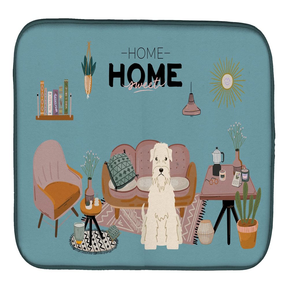 Caroline's Treasures CK7906DDM Soft Coated Wheaten Terrier Sweet Home Dish Drying Mat Absorbent Dish Drying Mat Pad for Kitchen Counter Dish Drainer Mat for Countertop, 14 x 21", Multicolor