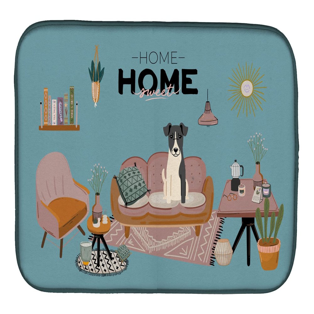 Caroline's Treasures CK7943DDM Smooth Fox Terrier Sweet Home Dish Drying Mat Absorbent Dish Drying Mat Pad for Kitchen Counter Dish Drainer Mat for Countertop, 14 x 21", Multicolor