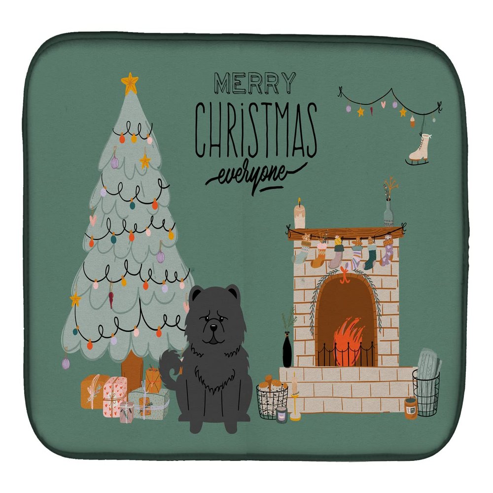 Caroline's Treasures CK7706DDM Black Chow Chow Christmas Everyone Dish Drying Mat Absorbent Dish Drying Mat Pad for Kitchen Counter Dish Drainer Mat for Countertop, 14 x 21", Multicolor